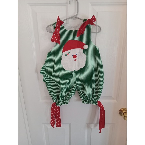 Bailey Boys Vintage Infant Romper  Santa 12‎ Month Ruffle In Back Christmas - Picture 12 of 14